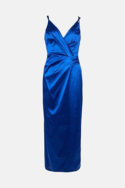 NO BRAND Rochie Maxi Satin Fucsia Detaliu Spate Simplă Karen Millen 40