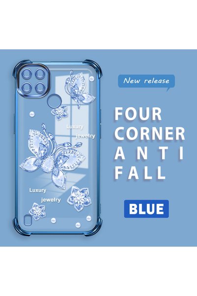ucuc Realme C21Y/C25Y Compatible Transparent Back Four-Corner Reinforced Impa...
