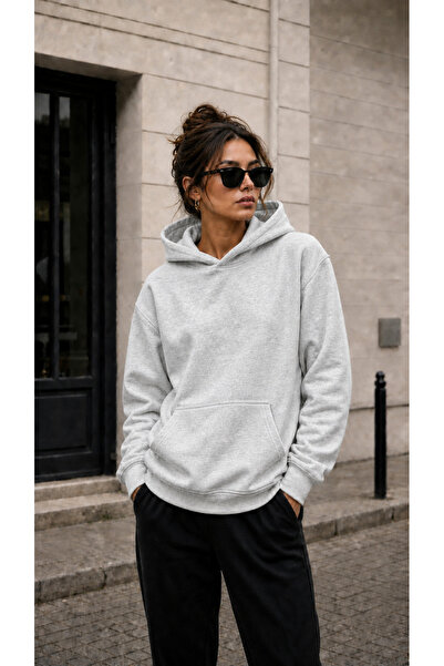 TREND EMMODA Women's Solid Color Hooded Sweatshirt with Kangaroo Pocket