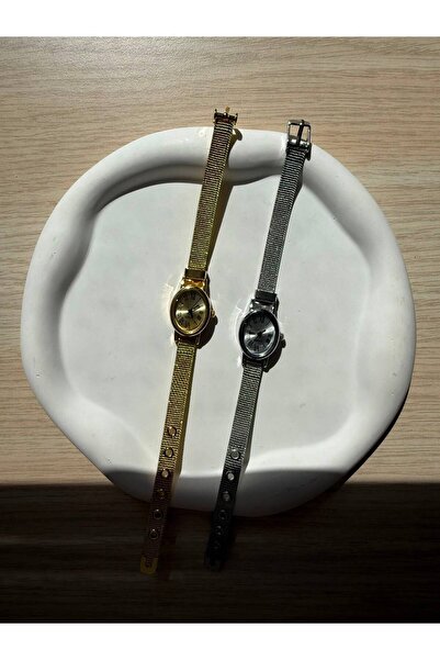 rubsey Öztel Minimalist Wicker Women's Wristwatch Gold Vintage