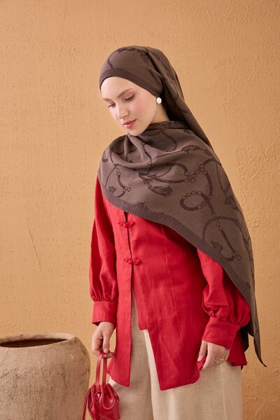 Silk Home حبل شال قطني من نايا باللون البني