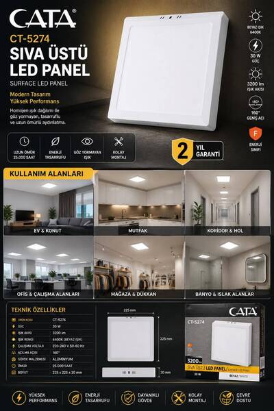 Cata CT-5274 SIVA ÜSTÜ LED PANEL