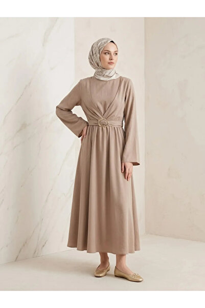 Foremia Front-Tie Accessory Detailed Dress-Mink