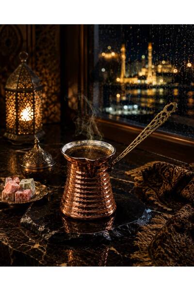 BARITCIOGLU وعاء قهوة نحاسي يسع 7-8 أكواب