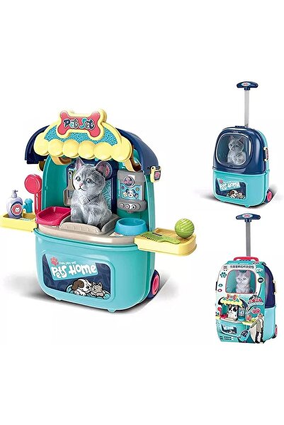 BAYBEE 2 in 1 Cat Pet Care Playset with Grooming & Vet Doctor Kit for Kids 2+...