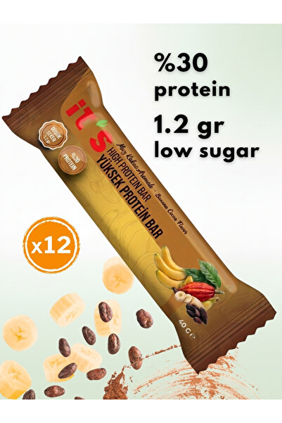 it's Yüksek Protein Bar - Muz Kakao Aromalı - 40g X 12 Adet