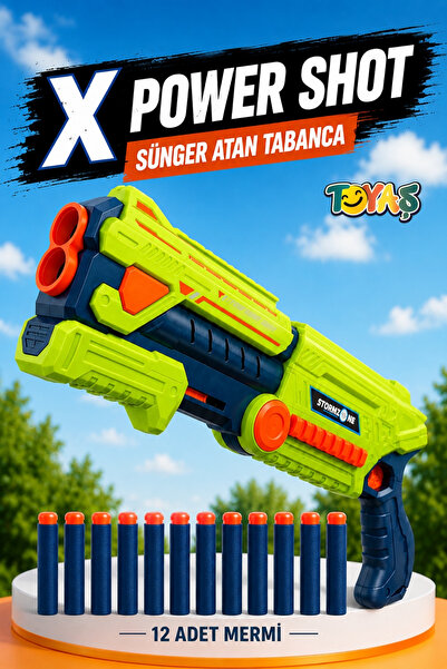 Toyaş Power Shot Çift Namlulu Sünger Atan Tabanca 12 Mermi 48 cm Uzak Mesafe ...