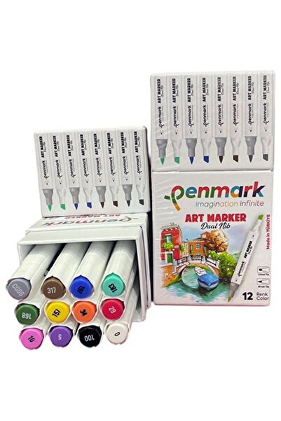 penmark مجموعة أقلام تلوين فنية ذات وجهين 12 لونًا