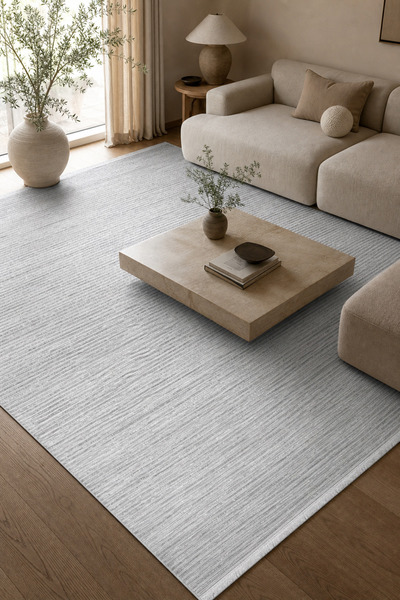 MİLY home decor ZEREN Beyaz Gri Akrilik Salon Oturma Odası Halısı Özel Ölçü R...
