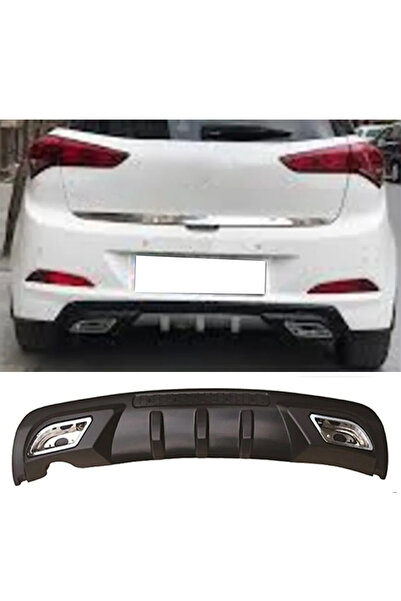 HasAkman Hyundai i20 Difüzör Difizör Siyah + Kare Egzoz Görünüm C Tip