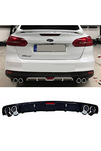 HasAkman Ford Focus 3 Siyah Difüzör 4 Krom Egzoz Görünümlü Difizör Arka Ek Bo...