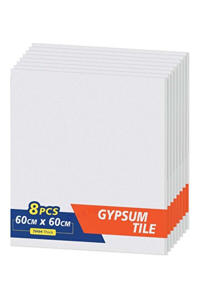 Duravel Gypsum False Ceiling Tile, Ultra-Thin White 600x600x7mm Pack of 8