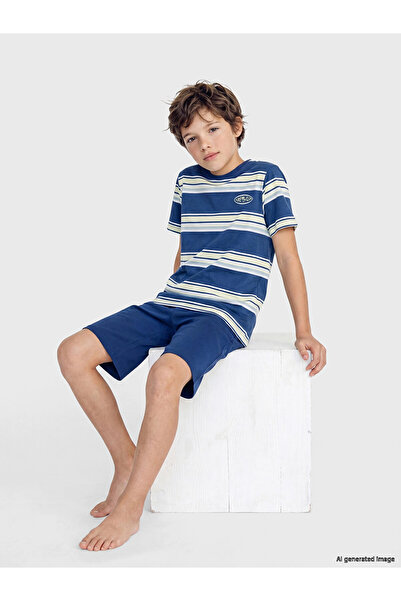 LC Waikiki LCW Kids plavi pidžama set za dečake sa kratkim hlačama