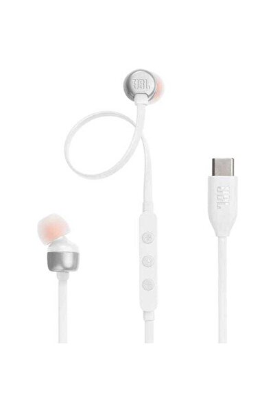 JBL Căști Tune 310C, cu fir, intraauriculare, cu microfon, USB-C, albe