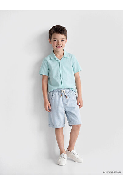 LC Waikiki Lcw Kids Indigo Elastic Waist Boys Jean Shorts