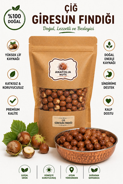 Anatolia Nuts Çiğ Giresun Fındığı Premium 500 gr