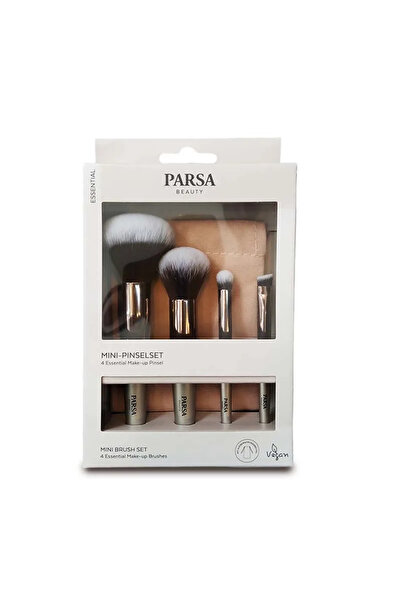 PARSA Μίνι Σετ Πινέλων Μακιγιάζ 18 x 11.5 – 4 Πινέλα & Θήκη Αποθήκευσης Βίγκαν
