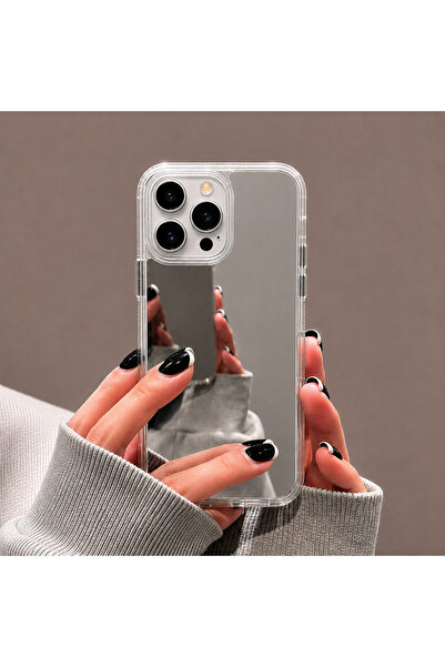 iPhone 14 Pro Uyumlu Aynalı Kılıf Mirror Glass Gün Boyu Makyaj Kontrolü