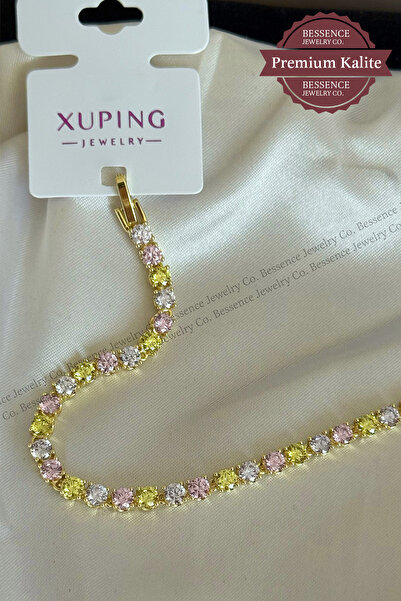 BESSENCE JEWELRY CO. Xuping 14K Gold VIP Lüks Zirkon Taşlı Renkli Su Yolu Zar...