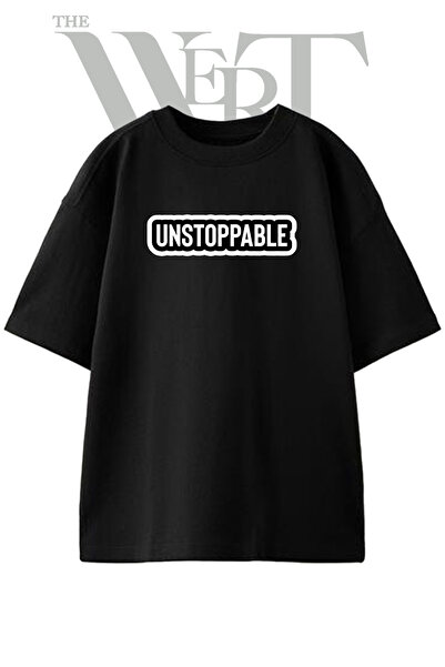 THEWERT Unstoppable Design Printed Unisex Black Oversize T-Shirt