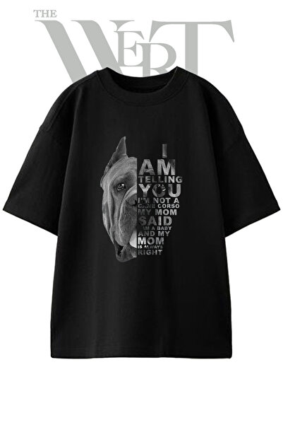 THEWERT Cane Corso dizajn, štampana unisex crna oversize majica