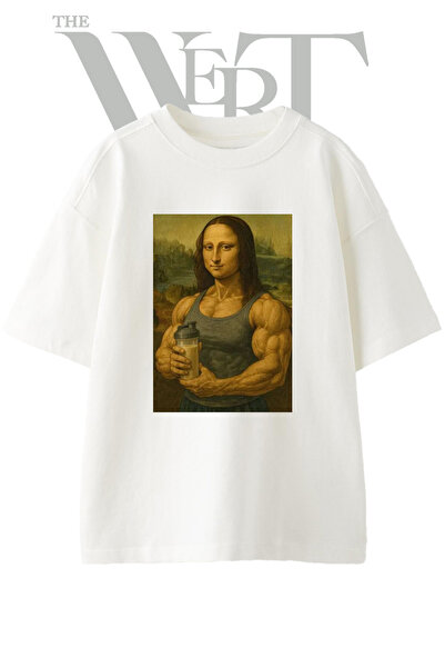 THEWERT Mona Lisa majica sa mišićavim dizajnom, unisex, bela, velika veličina