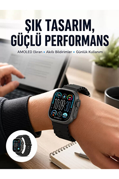 northcity n AMOLED Ekran 49mm Ultra Tasarım 3 Kordonlu Akıllı Saat Yeni Nesil...