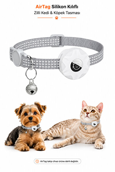 CONOCER AirTag Uyumlu Kedi Tasması Reflektörlü Fosforlu AirTag Kılıflı Zilli ...