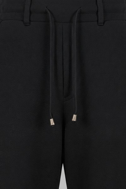 Cazador Men's Regular Fit Black Trousers Elastic Waist Lace-Up Casual Trousers