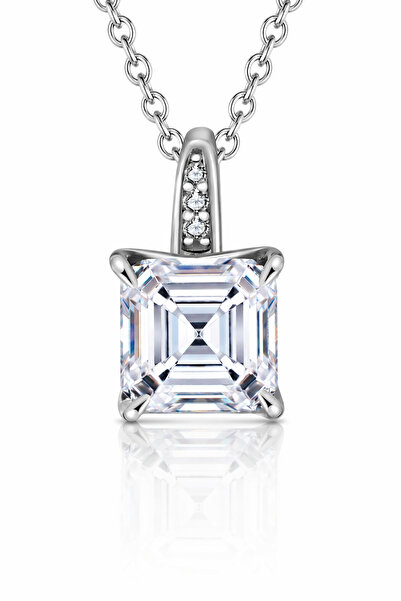 MEETMAY 18K Gold Plated S925 Silver Asscher Cut Moissanite Pendant Necklace -...