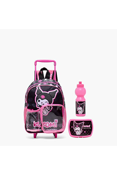 SANRIO Kuromi Print 3-Piece School Trolley Bag Set for Girls 8-13 Years with ...