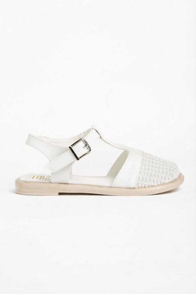 HBZ Women's Sandals White Shoes Tulle Upper Poly Sole