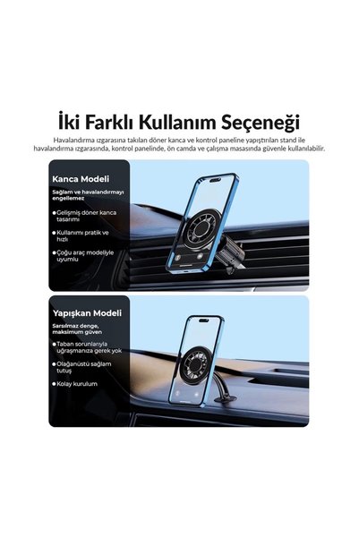 Sovawin Güçlü MagSafe Mıknatıslı Kancalı Araç içi Telefon Tutucu - İPhone Uyumlu (MagSafe)
