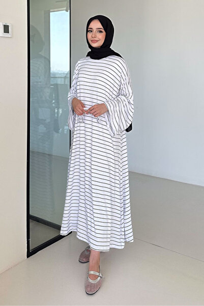 Ovn. Basic Combed Cotton Dress - Striped Black