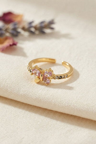 Mega Bazaar Pink Zircon Stone Butterfly Model Women's Ring