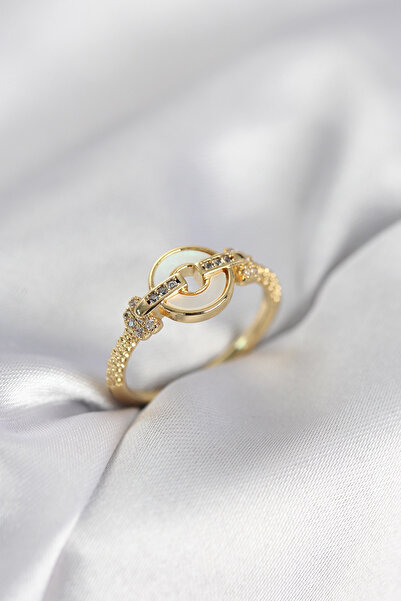 Mega Bazaar Gold Color Circle Shape and Zircon Stone Women's Ring