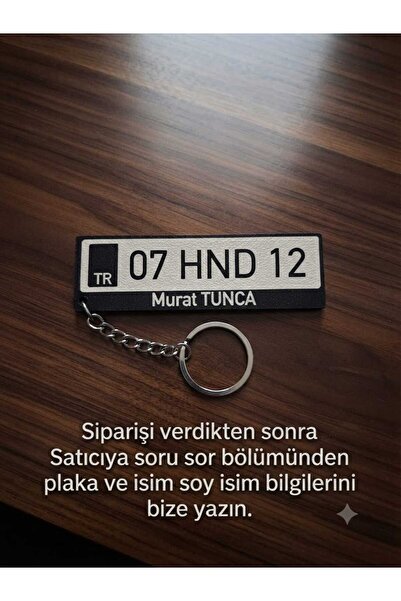 Mu Art Ahşap Ahşap Kişiye Özel İsimli Araç Plaka Anahtarlık - Lazer Kazıma Çi...