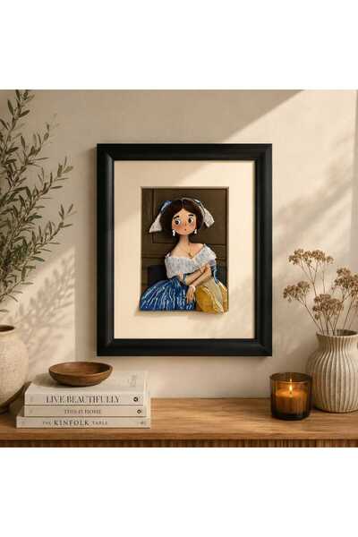 Masal Gurumi Broglie Prensesi 3D RÖLYEF ÇERÇEVE ( Jean-Auguste-Dominique Ingres) DEKORATİF DUVAR MASA SÜSÜ