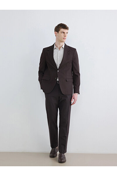 LC Waikiki Lcw Business Brown Standard Fit Pleated Men's Fabric Trousers