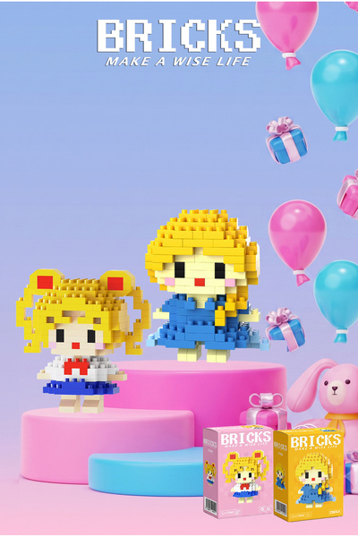 Bricks make a wise life Elsa ve Ay Savaşçısı 3D Yapboz - İkili Set - Mikro Bl...