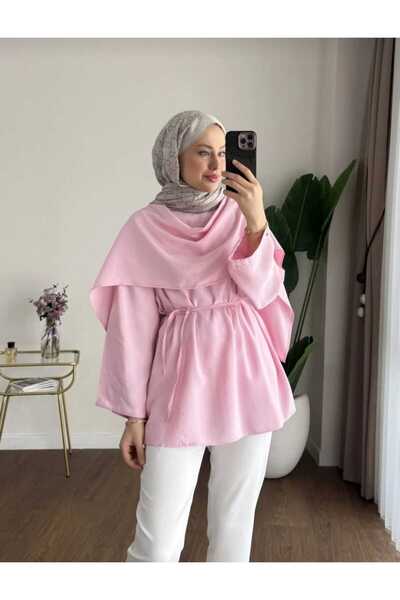 MODA VEDAT Дамска туника с детайл тип пелерина и връзки на талията -0450