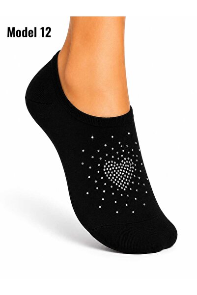 VitaMood Yaşam 1 pair women's lace trimmed ballet flats socks sheer tulle pat...