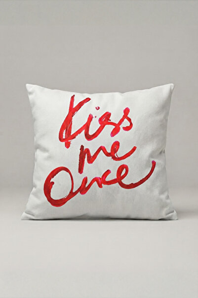 Generic Brand غطاء وسادة مطبوع عليه Kiss Me Once 278 - تصميم Kiss Me Once مقا...