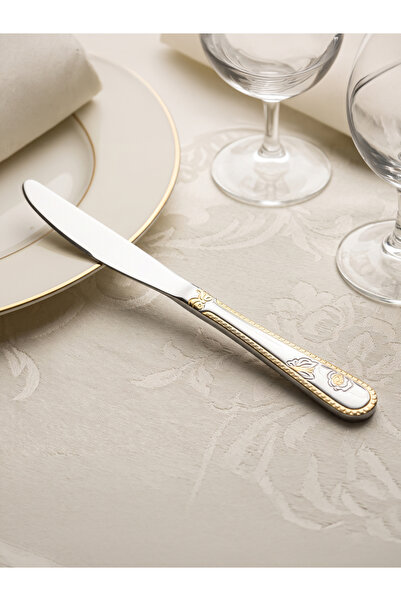 Nemr 201 Stainless Steel Dinner Knife Set (12Pcs-21Cm) - Embossed Pattern Sil...