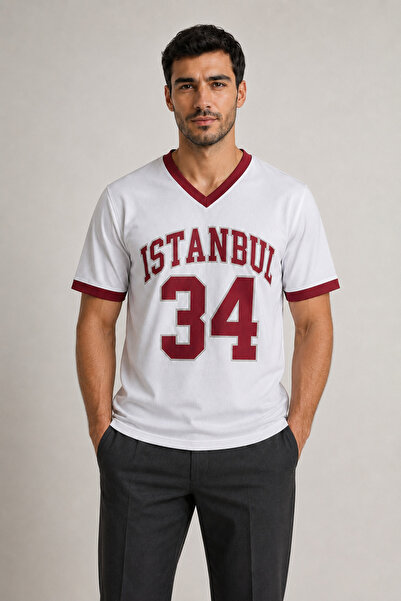 cc collection Unisex Istanbul 34 Αθλητικό μπλουζάκι με στάμπα λευκό Kappa Jer...