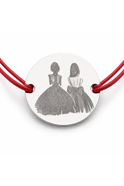 Simoshop Brățară argint 925 cu bănuț Best Friends în rochii elegante, șnur re...