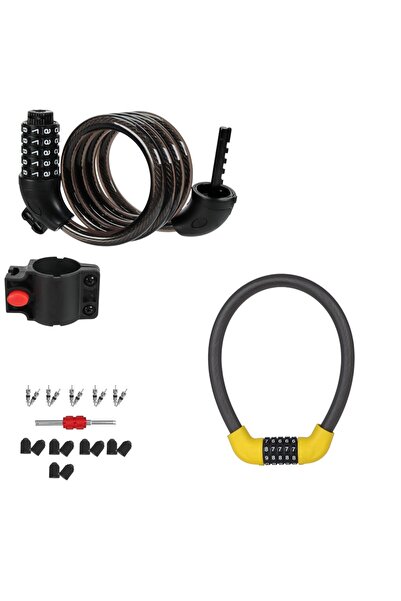 OEM Antifurt bicicleta si trotineta, 2 lacate, cablu metalic, cod si suport d...