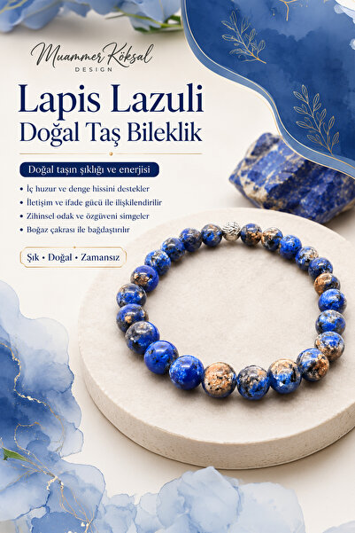 Muammer Köksal Design İletişim Taşı Lapis Lazuli Bileklik Doğal Lapis Taşı Bo...