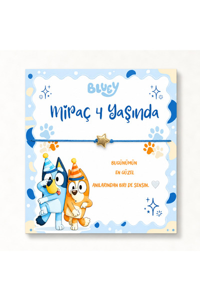 Mapel 18 Adet Bluey Temalı Doğum Günü Bileklik Kartı, Kişiye Özel Doğum Günü ...