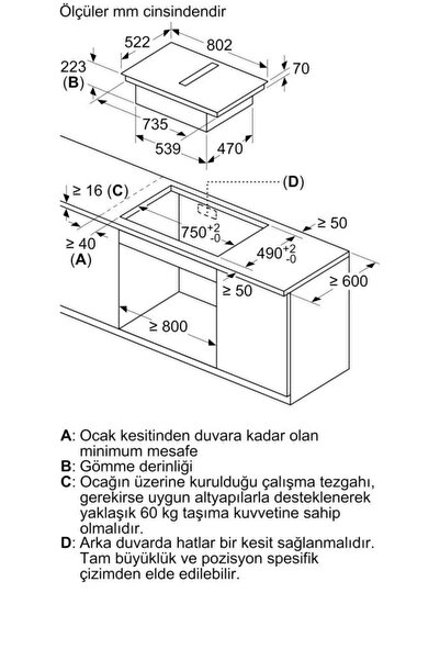 Bosch PVS811B16E Ocak İndüksiyon Davlumbaz Entegreli